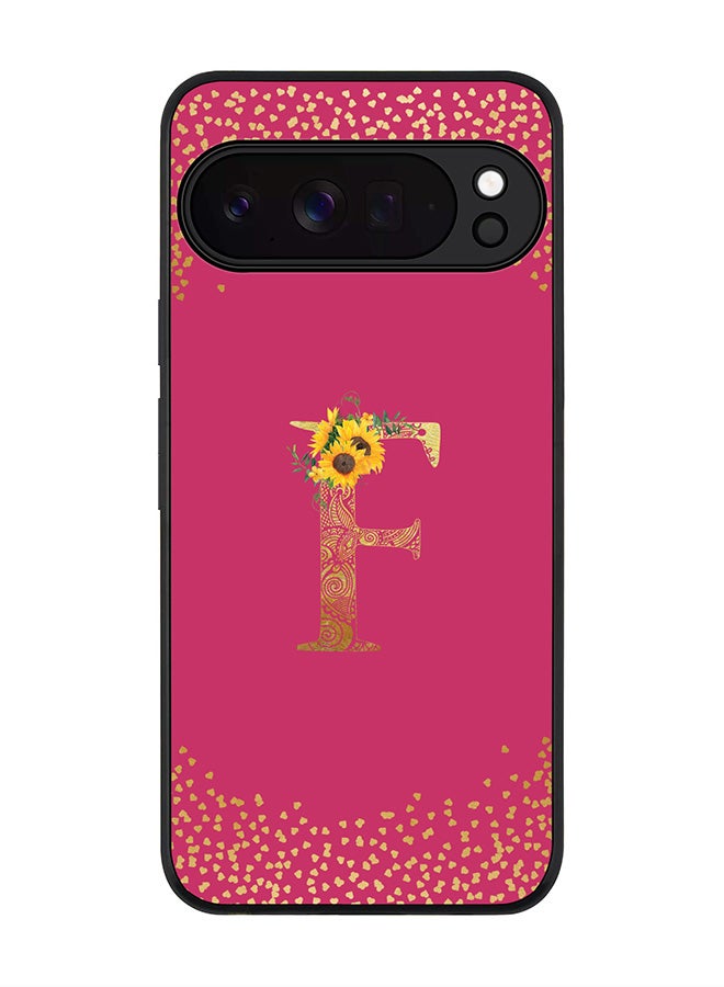 For Google Pixel 10 Pro XL Case,Slim fit Camera Protection, Shockproof Thin Phone cover  - Custom Floral Monogram - F ( Deep Pink )